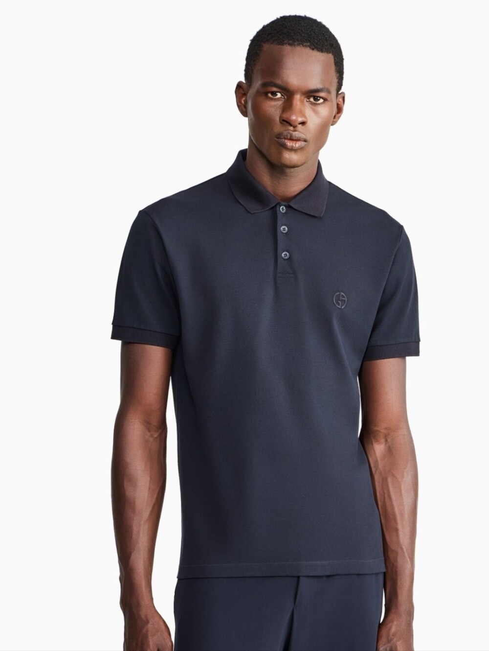 Giorgio Armani Made in Italy Navy Logo Polo Shirt Size 52 XL Cotton